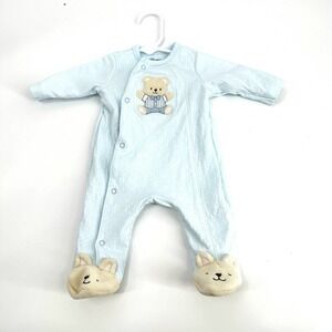 LITTLE ME Bear Blue Snap Onesie Pajama Newborn